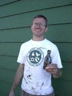 Author Peter Jabonski during one of his privy digs to unearth rare Buffalo beer bottles