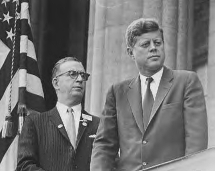 President John F. Kennedy with Peter J. Crotty at left. Buffalo, New York October 14, 1962