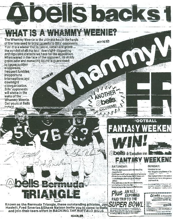 1982 Bells Buffalo Bills Whammy Weenie